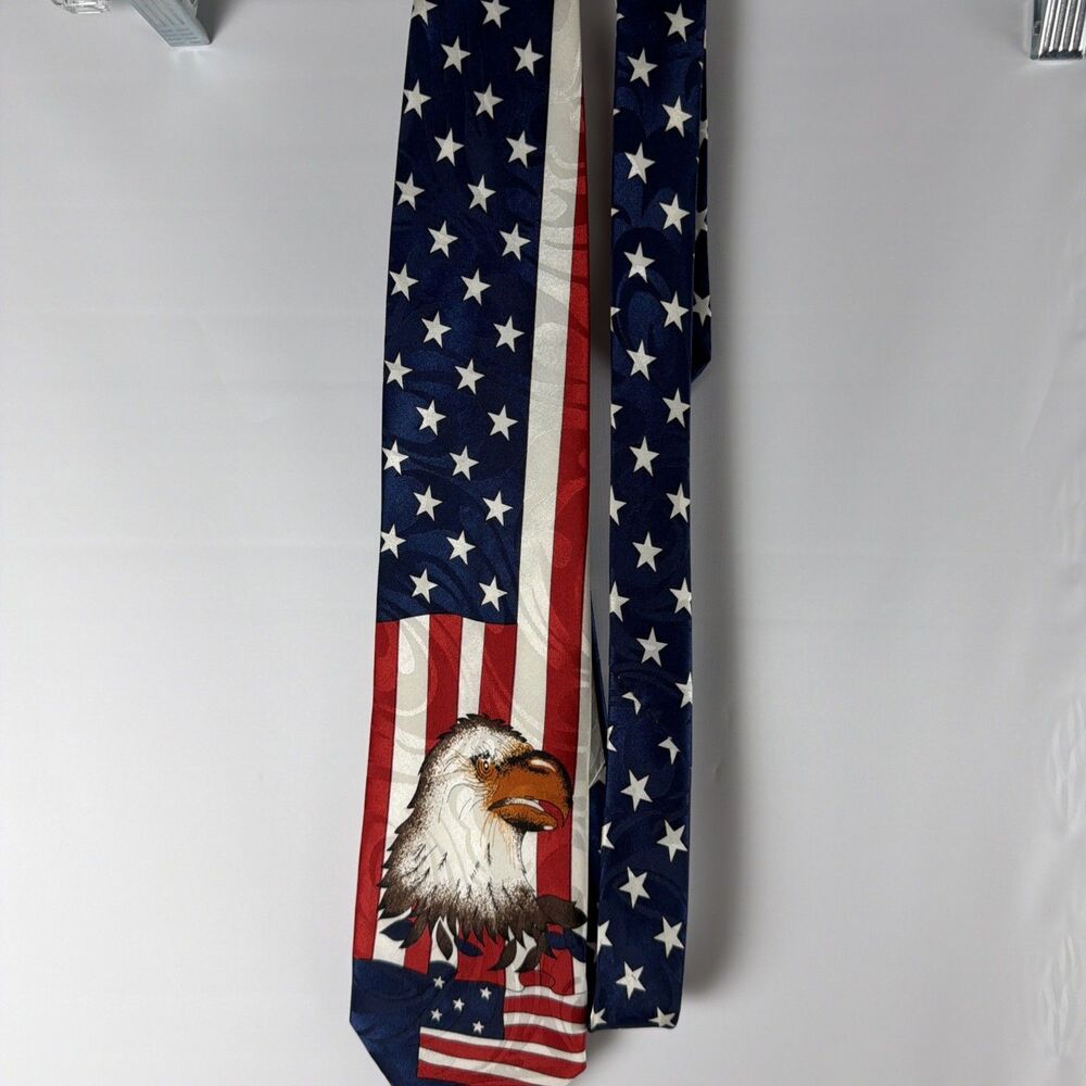 American Flag 250 USA Eagle Stars Stripes Patriotic Neck Tie Roberto Cellini